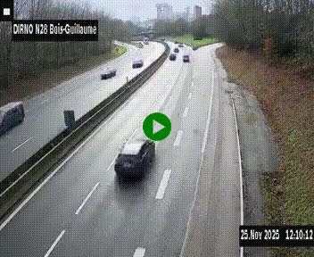 Webcam routière à hauteur de Bois-Guillaume en périphérie de Rouen. Vue orientée vers Rouen