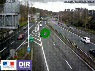 Caméra autoroute sur A6 - Valvert, près de Lyon, en direction de Paris, à hauteur de la sortie 36 Porte du Valvert