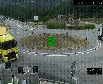 Webcam au nord d'Ax-les-Thermes au niveau de l'aire de chaînage de la N20. Vue orientée vers les Pyrénées, en direction de Pas de la Case