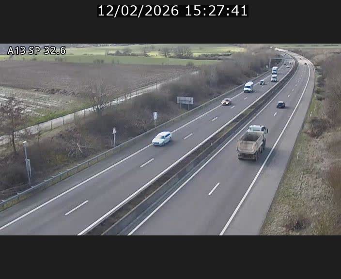 Webcam info trafic A13 à hauteur de Mondorf-les-bains. Vue orientée vers Altwies