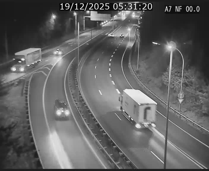 Caméra autoroute Luxembourg A7 - Echangeur A1/A7 Grünewald direction Tunnel Stafelter