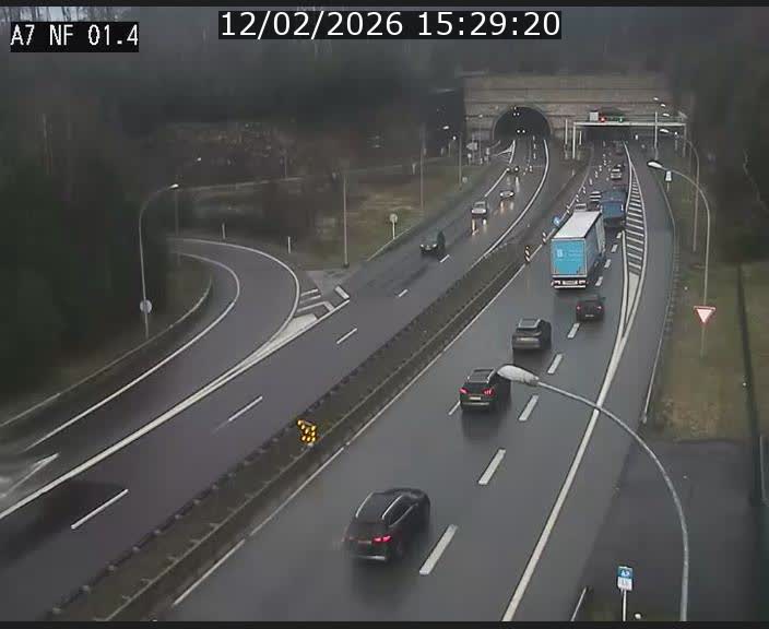 Caméra autoroute Luxembourg A7 - Echangeur Waldhaff - direction Tunnel Stafelter