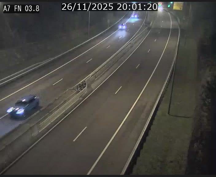 Caméra autoroute Luxembourg A7 - Passage à gibier Rëngelbour - direction Tunnel Stafelter