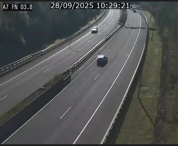 Caméra autoroute Luxembourg A7 - Passage à gibier Rëngelbour - direction Tunnel Stafelter
