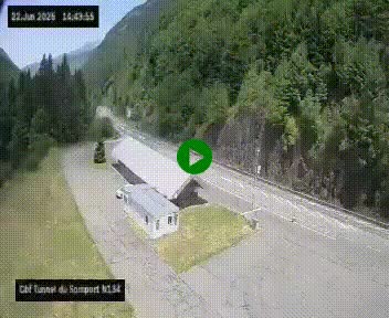 Webcam à l'entrée du tunnel du Somport, côté français, sur la N134, dans les Pyrénées, en direction de l'Espagne, à 1116 mètres d'altitude