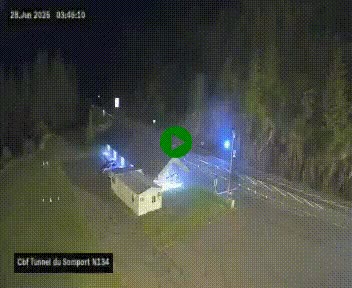 Webcam à l'entrée du tunnel du Somport, côté français, sur la N134, dans les Pyrénées, en direction de l'Espagne, à 1116 mètres d'altitude