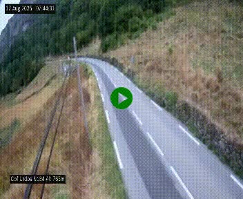 Webcam dans les Pyrénées Atlantique au niveau du col d'Urdos et du fort du Pourtalet sur la N134, en direction du Col et du tunnel du Somport, à 765 mètres d'altitude