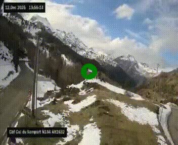 Webcam au col du Somport, côté français, sur la N134, dans les Pyrénées, en direction de l'Espagne, à 1632 mètres d'altitude