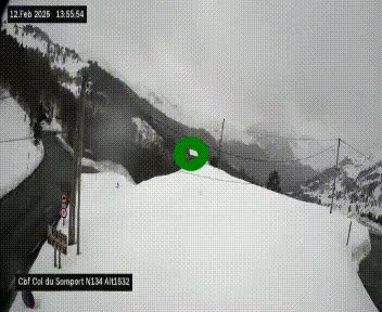 Webcam au col du Somport, côté français, sur la N134, dans les Pyrénées, en direction de l'Espagne, à 1632 mètres d'altitude