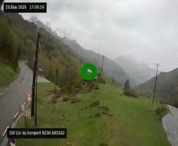 Webcam au col du Somport, côté français, sur la N134, dans les Pyrénées, en direction de l'Espagne, à 1632 mètres d'altitude