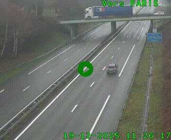 Caméra routière sur l'autoroute A20 au nord de Limoges, à la jonction avec la N520. Vue orientée vers Paris