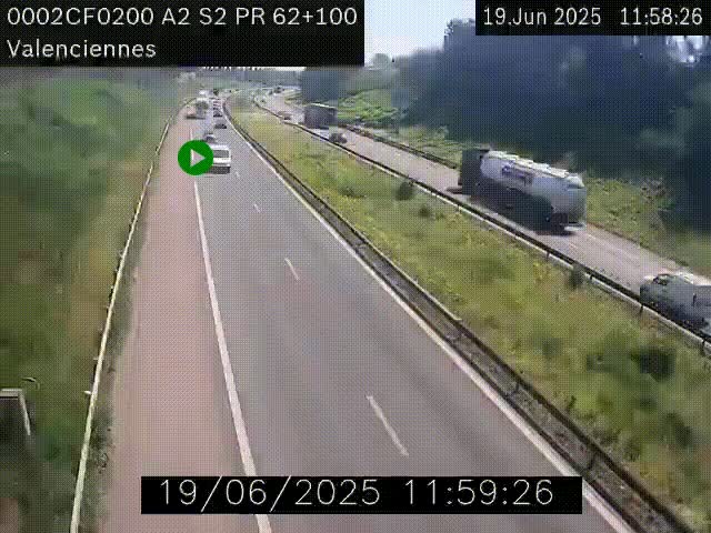 Webcam autoroute A2 à Valenciennes. Vue orientée vers Maubeuge et Mons (Belgique)