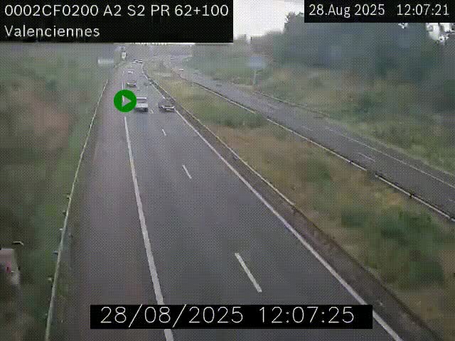 Webcam autoroute A2 à Valenciennes. Vue orientée vers Maubeuge et Mons (Belgique)