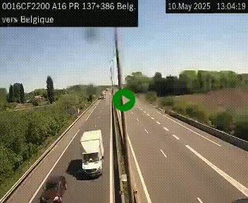 Webcam à la frontière franco-belge au niveau de Bray-Dunes/De-Panne sur l'autoroute A16. Vue orientée vers la Belgique