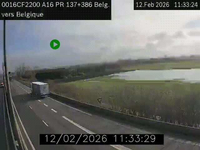 Webcam à la frontière franco-belge au niveau de Bray-Dunes/De-Panne sur l'autoroute A16. Vue orientée vers la Belgique