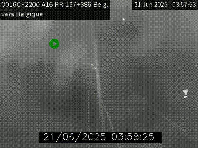 Webcam à la frontière franco-belge au niveau de Bray-Dunes/De-Panne sur l'autoroute A16. Vue orientée vers la Belgique