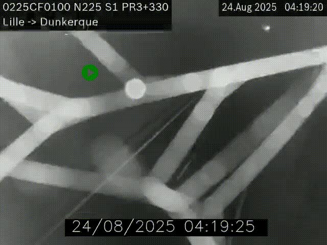 Webcam autoroute A25 (N225) à hauteur de Bergues (Bierne). Vue orientée vers Dunkerque.