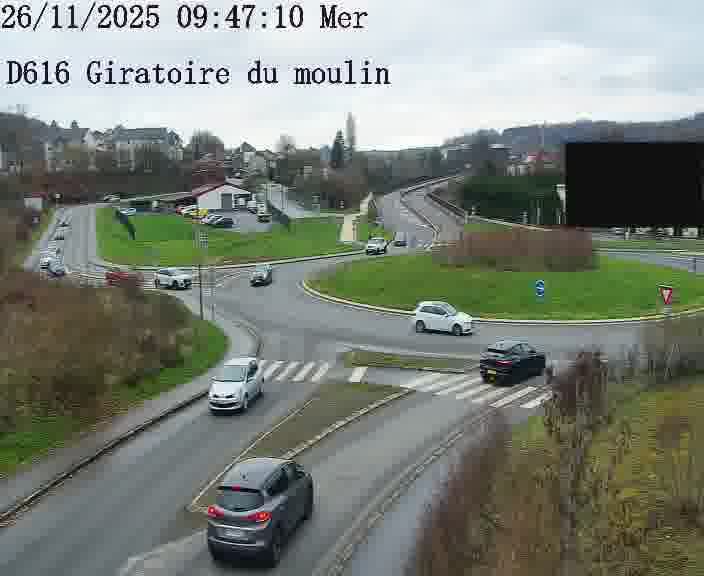 Webcams sur la D616, sur le contournement d'Audun-le-Tiche. Vue orientée vers le rond-point du Moulin, en provenance du Luxembourg