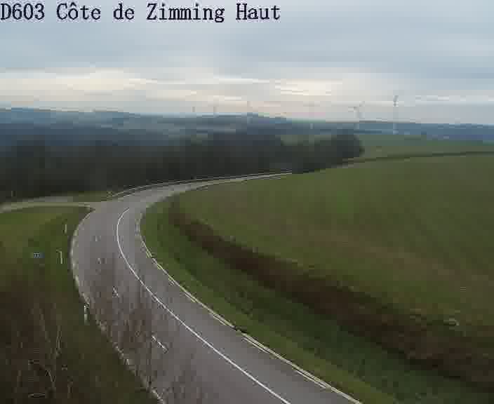 Webcam sur la D603 située en haut de la Côte de Zimming. Vue orientée vers Saint-Avold.