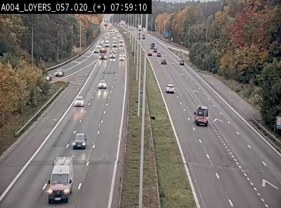 Webcam dans la montée de Loyers sur l'E411, après le viaduc de Beez en venant de Namur et en direction du Luxembourg
