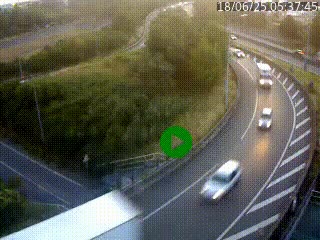 Caméra autoroute à la jonction entre l'A7 et la D301 (Boulevard urbain Sud de Lyon) à Feyzin, au sud de Lyon. Vue orientée vers Mions