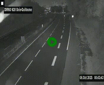 Webcam routière à hauteur de Bois-Guillaume en périphérie de Rouen. Vue orientée vers Rouen