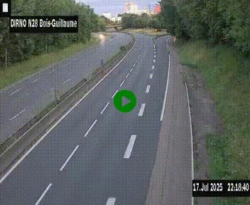 Webcam routière à hauteur de Bois-Guillaume en périphérie de Rouen. Vue orientée vers Rouen