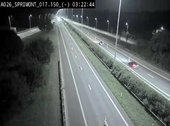 Webcam E25 (A26) à hauteur de Sprimont en direction de Liège et en provenance de Bastogne