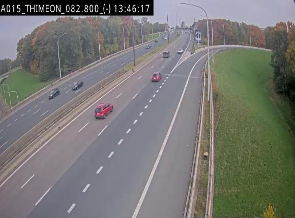 Caméra trafic Belgique - Thiméon - E42, jonction avec A54 (E420) direction La Louvière/Charleroi - BK 82.82