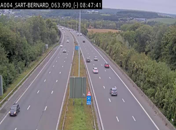 Webcam E411 à hauteur d'Assesse en provenance d'Arlon ou de la N4 vers Namur