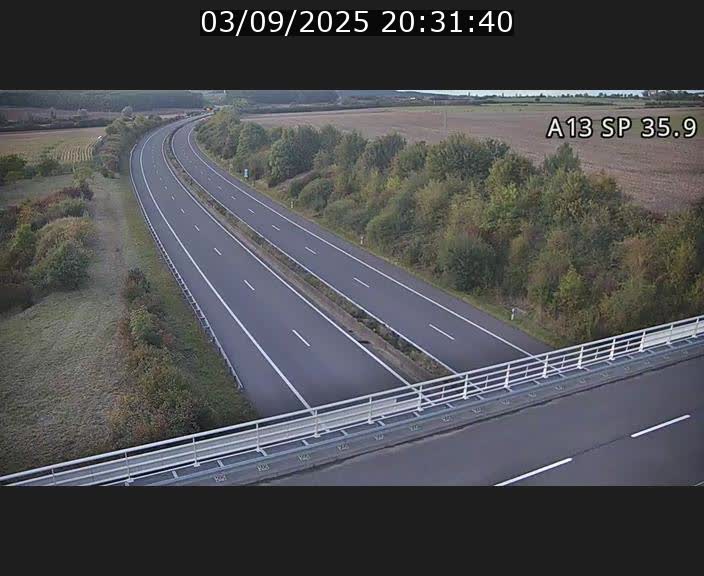 Webcam trafic sur A13 à l'entrée ouest du tunnel Markusbierg à Remerschen. Vue orientée vers Mondorf-les-Bains.