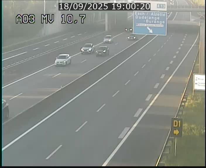 Traffic live webcam Luxembourg Croix de Bettembourg - A3 - BK 10.7 - direction France