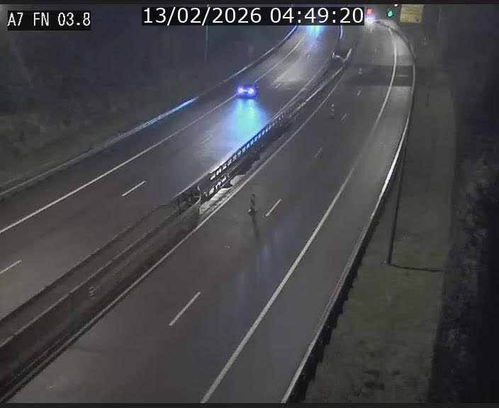 Caméra autoroute Luxembourg A7 - Passage à gibier Rëngelbour - direction Tunnel Stafelter