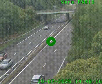 Caméra routière sur l'autoroute A20 au nord de Limoges, à la jonction avec la N520. Vue orientée vers Paris
