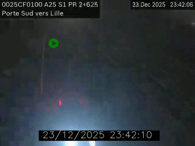Webcam autoroute A25 sur le périphérique de Lille à hauteur de Lille-Sud et la sortie 3 Faches-Thumesnil. Vue orientée vers Lille-Centre.