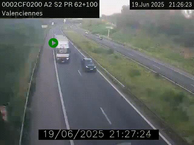 Webcam autoroute A2 à Valenciennes. Vue orientée vers Maubeuge et Mons (Belgique)