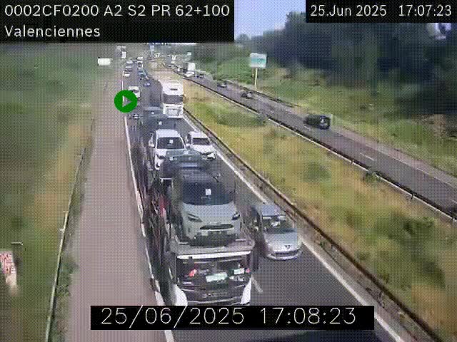 Webcam autoroute A2 à Valenciennes. Vue orientée vers Maubeuge et Mons (Belgique)