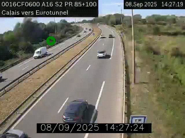 Webcam A16 à Calais en direction du Tunnel sous la Manche (Eurotunnel)