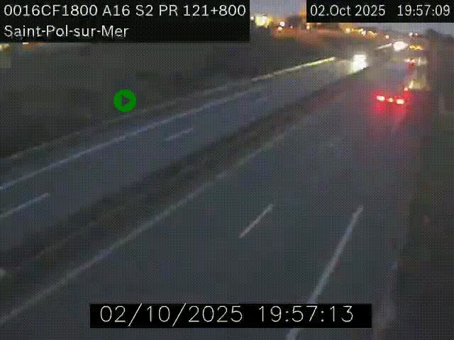 Webcam autoroute A16 à proximité de Dunkerque, à hauteur de la sortie Saint-Pol-sur-Mer. Vue orientée vers Calais