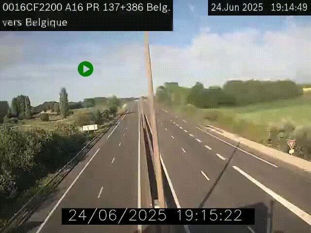 Webcam à la frontière franco-belge au niveau de Bray-Dunes/De-Panne sur l'autoroute A16. Vue orientée vers la Belgique