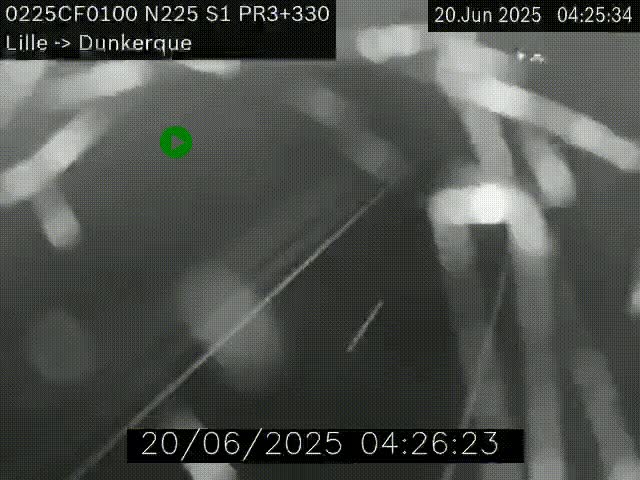 Webcam autoroute A25 (N225) à hauteur de Bergues (Bierne). Vue orientée vers Dunkerque.