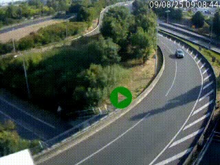 Caméra autoroute à la jonction entre l'A7 et la D301 (Boulevard urbain Sud de Lyon) à Feyzin, au sud de Lyon. Vue orientée vers Mions