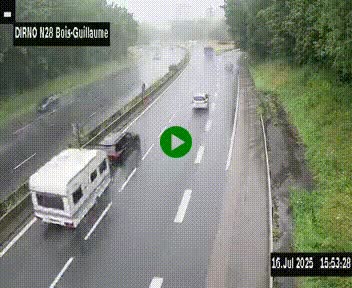 Webcam routière à hauteur de Bois-Guillaume en périphérie de Rouen. Vue orientée vers Rouen