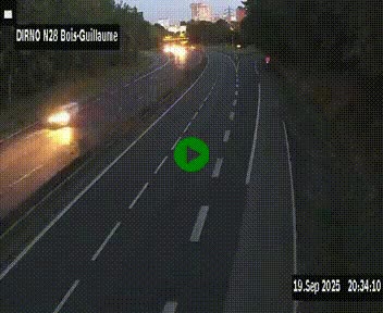 Webcam routière à hauteur de Bois-Guillaume en périphérie de Rouen. Vue orientée vers Rouen