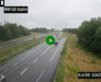 Webcam autoroute A150 à hauteur de La Vaupalière en périphérie de Rouen. Vue orientée vers Rouen