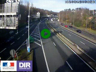 Caméra autoroute sur A6 - Valvert, près de Lyon, en direction de Paris, à hauteur de la sortie 36 Porte du Valvert