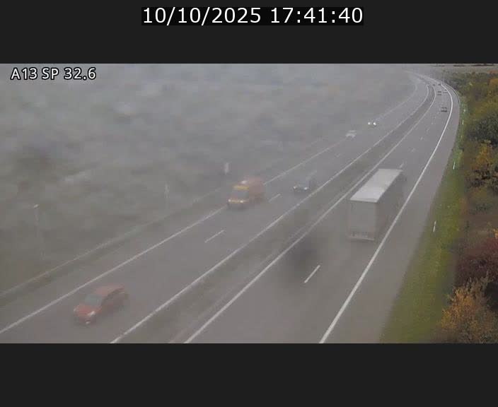 Webcam info trafic A13 à hauteur de Mondorf-les-bains. Vue orientée vers Altwies
