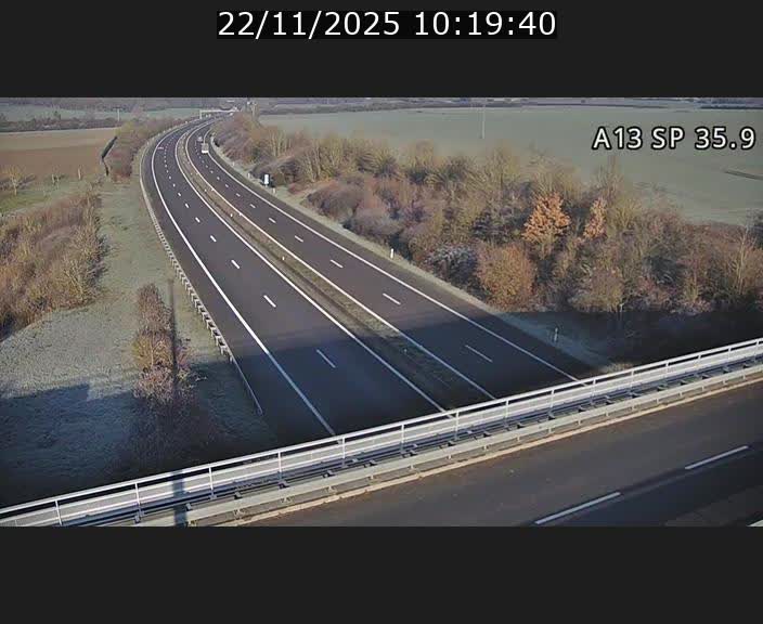 Webcam trafic sur A13 à l'entrée ouest du tunnel Markusbierg à Remerschen. Vue orientée vers Mondorf-les-Bains.
