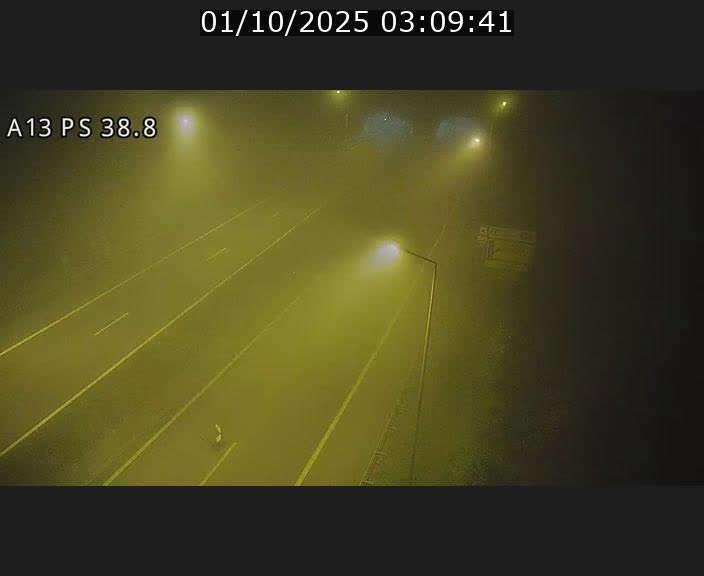 Webcam autoroute A13 à l'entrée ouest du tunnel Markusbierg à Schengen. Vue orientée vers Mondorf-les-Bains
