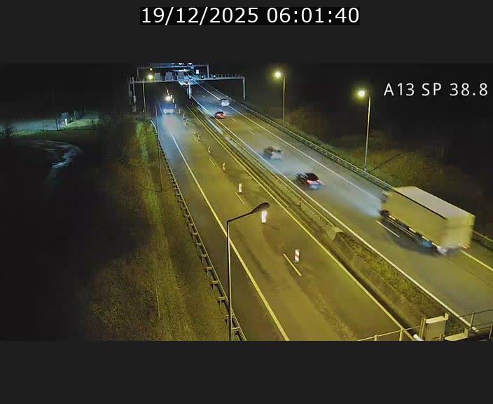 Webcam autoroute A13 à l'entrée ouest du tunnel Markusbierg à Schengen. Vue orientée vers le tunnel et l'Allemagne